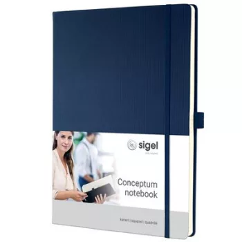   Jegyzetfüzet, exkluzív, A4, kockás, 97 lap, keményfedeles, SIGEL "Conceptum", éjkék 1 db
