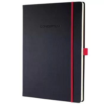   Jegyzetfüzet, exkluzív, A4, vonalas, 97 lap, keményfedeles, SIGEL "Conceptum Red Edition", fekete-piros 1 db