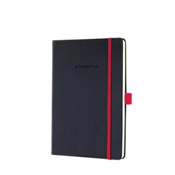   Jegyzetfüzet, exkluzív, A5, kockás, 97 lap, keményfedeles, SIGEL "Conceptum Red Edition", fekete-piros 1 db