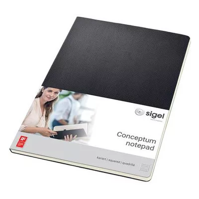 Füzet, exkluzív, A4, kockás, 60 lap, keményfedeles, SIGEL "Conceptum", fekete 1 db