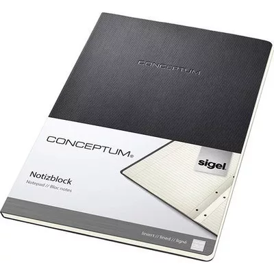 Füzet, exkluzív, A4, vonalas, 60 lap, keményfedeles, SIGEL "Conceptum", fekete 1 db