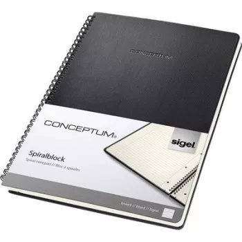   Spirálfüzet, exkluzív, A4, vonalas, 80 lap, keményfedeles, SIGEL "Conceptum", fekete 1 db