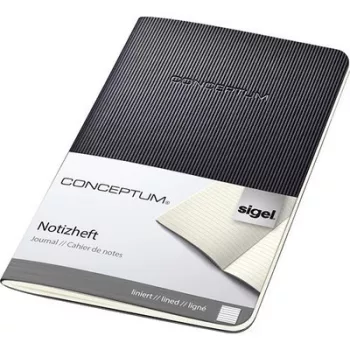   Füzet, exkluzív, A6, vonalas, 32 lap, puhafedeles, SIGEL "Conceptum", fekete 1 db