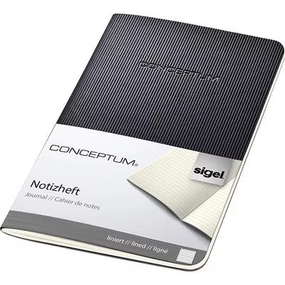 Füzet, exkluzív, A6, vonalas, 32 lap, puhafedeles, SIGEL "Conceptum", fekete 1 db
