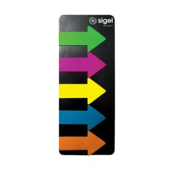   Jelölőcímke, műanyag, 5x25 lap, 25x45 mm, SIGEL "Nyilak", vegyes szín 125 lap