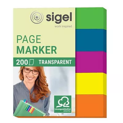 Jelölőcímke, műanyag, 5x40 lap, 12x50 mm, SIGEL "615", vegyes szín 200 lap