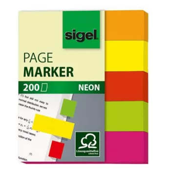   Jelölőcímke, papír, 5x40 lap, 12x50 mm, SIGEL "Neon Mini", vegyes szín 200 lap