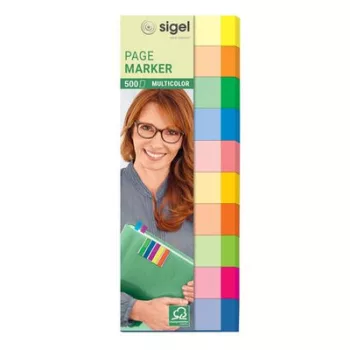   Jelölőcímke, papír, 10x50 lap, 15x50 mm, SIGEL "Multicolor", vegyes szín 500 lap