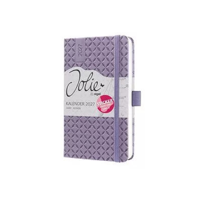 Naptár, A6, heti, 2027, kemény borító, SIGEL "Jolie",  Lavender Purple 1 db