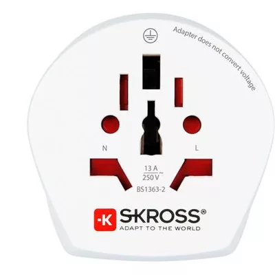 Adapter, Ausztráliába, Kínába, Európába utazóknak, földelt, SKROSS 1 db