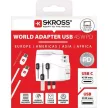 Adapter, világutazóknak, 1xUSB-A, 1xUSB-C PD, 45W, USB-C kábel, SKROSS 1 db