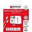 Adapter, világutazóknak, 1xUSB-A, 1xUSB-C PD, 65W, USB-C kábel, SKROSS 1 db