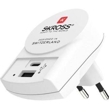 Hálózati töltő, 1xUSB-A, 1xUSB-C, SKROSS