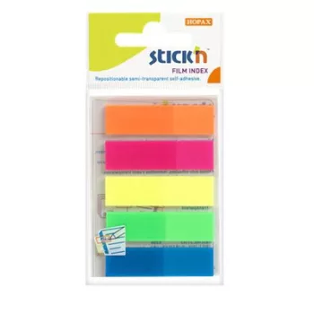   Jelölőcímke, műanyag, 5x25 lap, 45x12 mm, STICK N, neon színek 125 lap