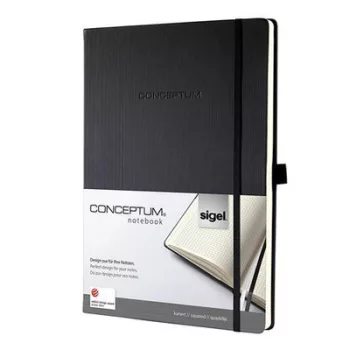   Jegyzetfüzet, exkluzív, A6, kockás, 97 lap, keményfedeles, SIGEL "Conceptum", fekete 1 db