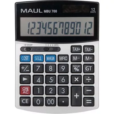 Számológép, asztali, 12 számjegy, MAUL "MBU 700", fekete 1 db