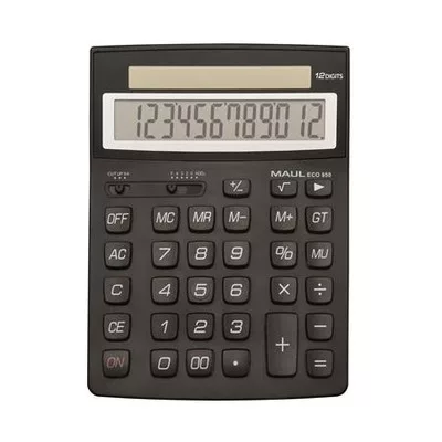 Számológép, asztali, 12 számjegy, MAUL "Eco 950", fekete 1 db
