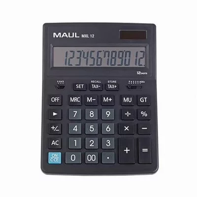 Számológép, asztali, 12 számjegy, MAUL "MXL 12", fekete 1 db