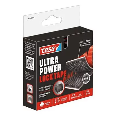 Tépőzáras rögzítőszalag, kétoldalas, 25 mm x 1 m, TESA "Ultra Power Lock" 1 méter