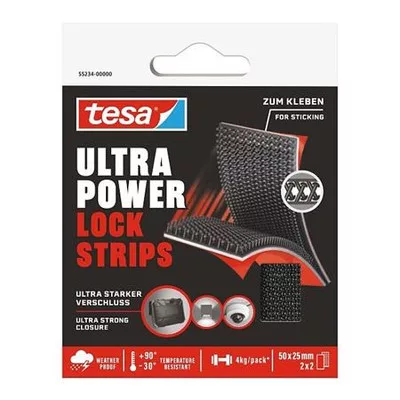 Tépőzáras rögzítőszalag, kétoldalas, 25 x 50 mm, TESA "Ultra Power Lock" 2 db