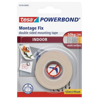 Ragasztószalag, kétoldalas, beltéri, 19 mm x 1,5 m, TESA "Powerbond" 1,5 méter