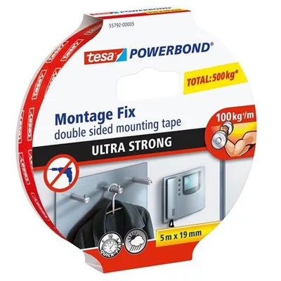 Ragasztószalag, kétoldalas, ultra erős, 19 mm x 5 m, TESA "Powerbond" 5 méter