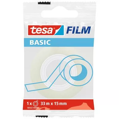 Ragasztószalag, 15 mm x 33 m, TESA "Basic", átlátszó 33 méter