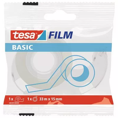 Ragasztószalag, adagolón, kézi, 15 mm x 33 m, TESA "Basic", átlátszó 33 méter