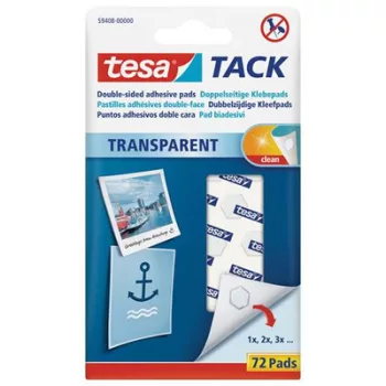   Ragasztópont, kétoldalas, 72 db, TESA "Tack", átlátszó