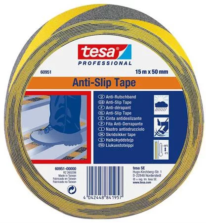 Csúszásgátló szalag, 50 mm x 15 m, TESA "Anti-Slip", fekete-sárga 15 méter