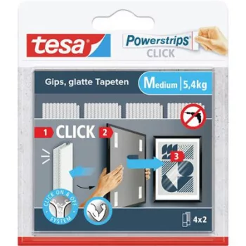   Akasztó, öntapadó, M méret, TESA "Powerstrips CLICK" 8 db