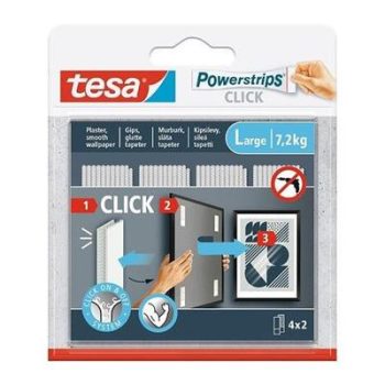   Akasztó, öntapadó, L méret, TESA "Powerstrips CLICK"