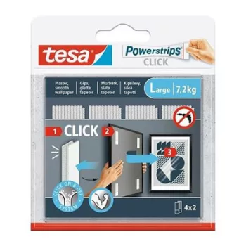   Akasztó, öntapadó, L méret, TESA "Powerstrips CLICK" 8 db