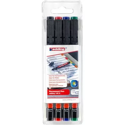Alkoholos marker készlet, OHP, 0,3 mm, EDDING "140 S", 4 különböző szín 4 db