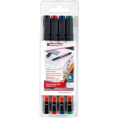 Alkoholos marker készlet, OHP, 0,6 mm, EDDING "141 F", 4 különböző szín 4 db