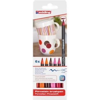   Ecsetirón készlet, porcelánra, EDDING "4200 Warm color", 6 különböző szín 6 db