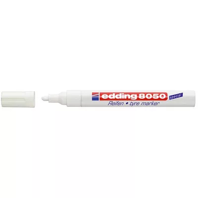 Gumijelölő marker, 2-4 mm, kúpos, EDDING "8050", fehér 1 db
