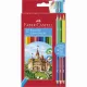 Színes ceruza készlet, hatszögletű, FABER-CASTELL, 12 különböző szín + 3 db bicolor ceruza 15 db