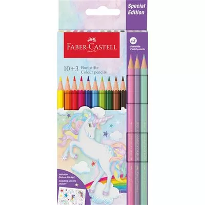 Színes ceruza készlet, hatszögletű, FABER-CASTELL"Unikornis" 10+3 különböző szín 13 db