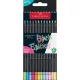 Színes ceruza készlet, háromszögletű, FABER-CASTELL "Black Edition",  6-6 különböző neon és pasztell szín