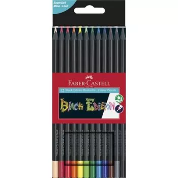   Színes ceruza készlet, háromszögletű, FABER-CASTELL "Black Edition",  12 különböző szín