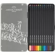 Színes ceruza készlet, háromszögletű, fémdobozban, FABER-CASTELL "Black Edition",  12 különböző szín 12 db