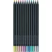 Színes ceruza készlet, háromszögletű, FABER-CASTELL "Black Edition",  12 különböző metál szín 12 db