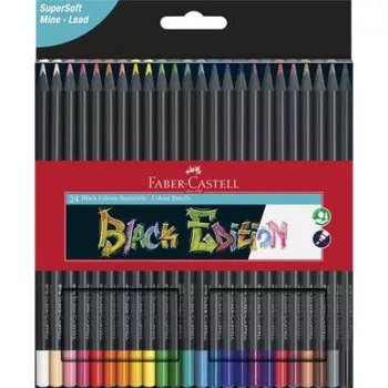   Színes ceruza készlet, háromszögletű, FABER-CASTELL "Black Edition",  24 különböző szín