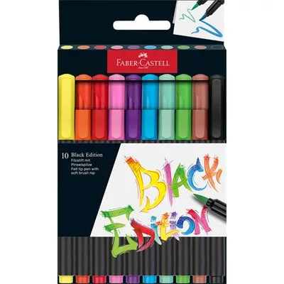 Ecsetirón készlet, FABER-CASTELL "Black Edition" 10 különböző szín 10 db