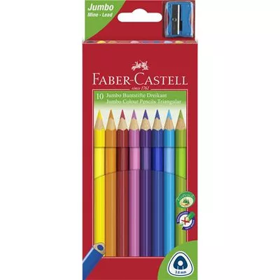 Színes ceruza készlet, háromszögletű, FABER-CASTELL "Jumbo", 10 különböző szín 10 db