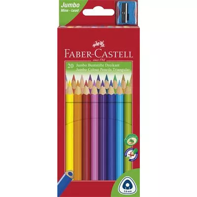 Színes ceruza készlet, háromszögletű, FABER-CASTELL "Jumbo", 20 különböző szín 20 db