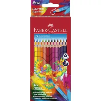   Színes ceruza készlet, háromszögletű, FABER-CASTELL "Papagáj", 24 különböző szín 24 db