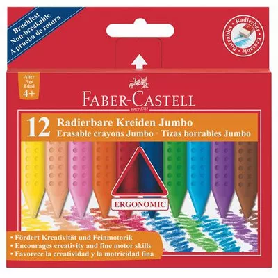 Zsírkréta, háromszögletű, FABER-CASTELL "Jumbo Grip", 12 különböző szín 12 db