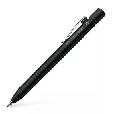 Golyóstoll, 1 mm, XB, nyomógombos, metál fekete tolltest, FABER-CASTELL "Grip-2011", kék